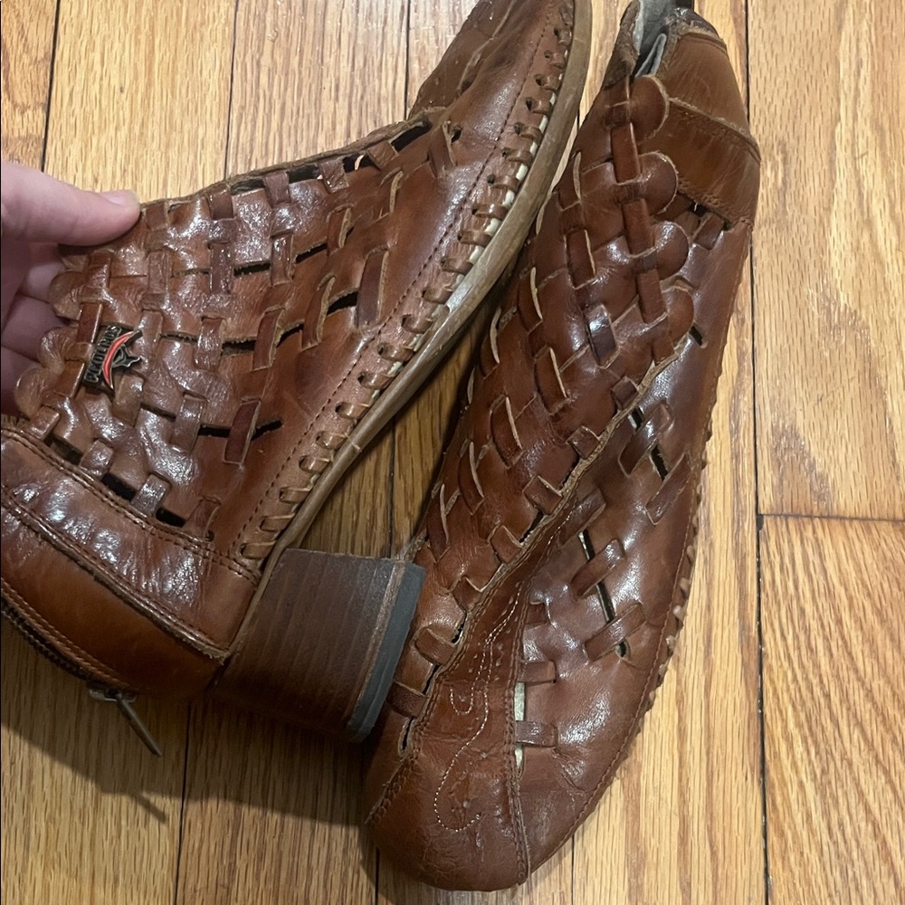 PIKOLINOS Brown Leather woven Ankle Booties - Picture 2 of 4